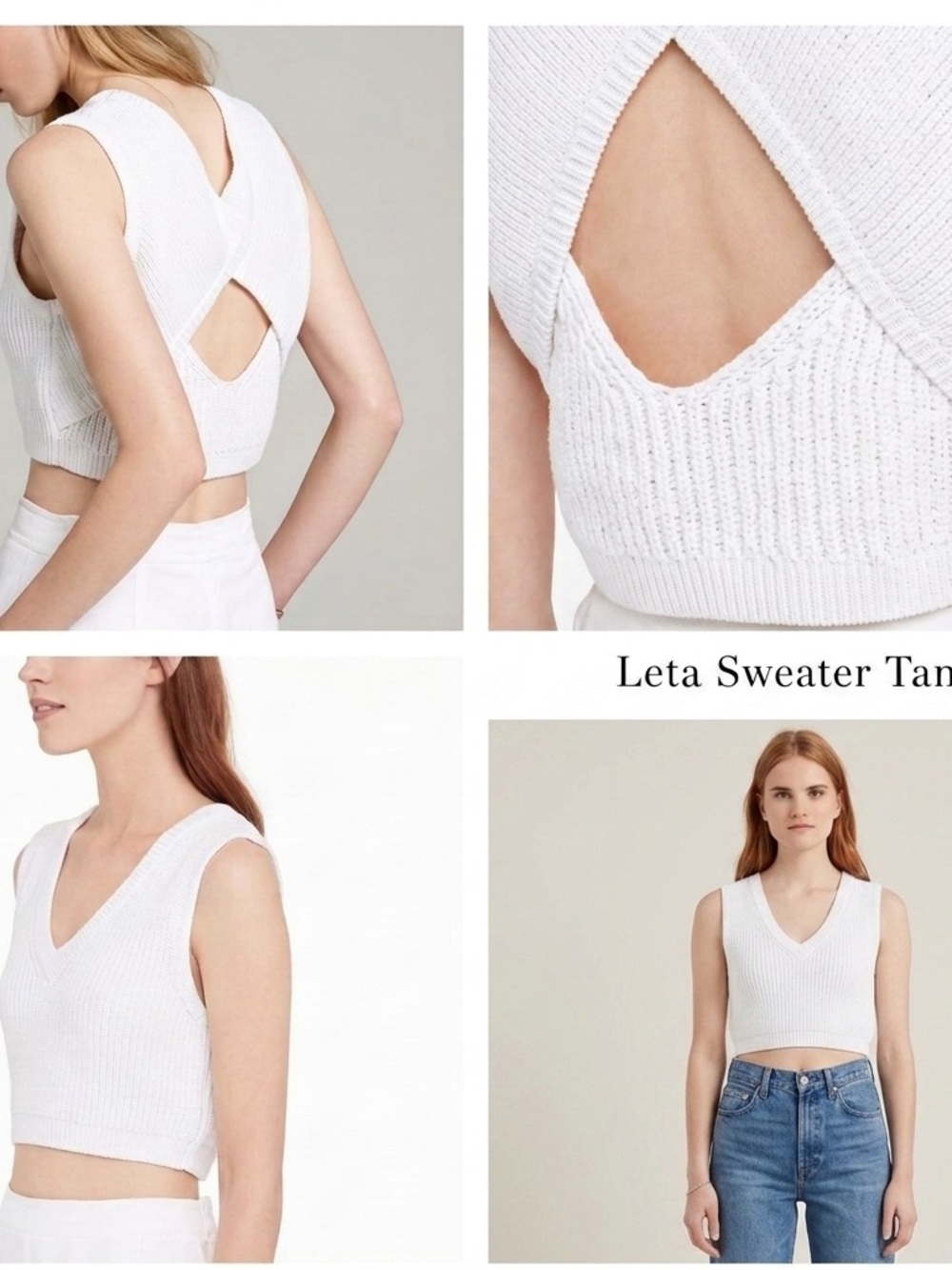 Club Monaco White Leta Knit Sweater Tank - Size M